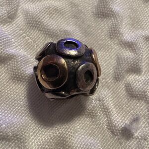 Authentic Pandora Two Tone Spacer Charm Sterling Silver & 14K Gold ALE